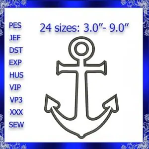 Anchor Applique machine Embroidery Design