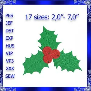 Holly berry machine embroidery design holly