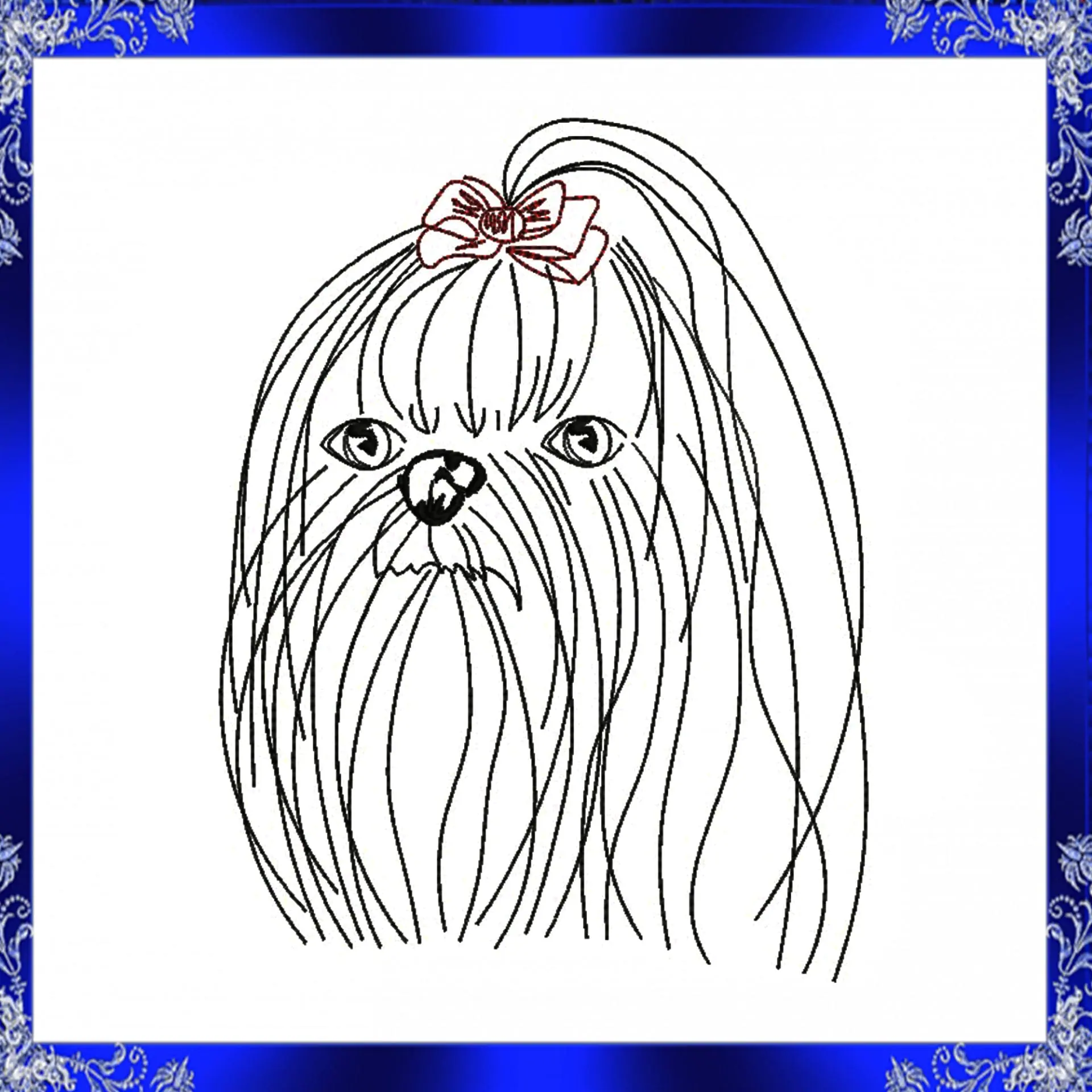 Maltese dog machine embroidery design head bow 2 Maltese dog machine embroidery design head bow - Image 2
