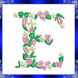 Letter E Monogram Embroidery Floral E monogram Fancy