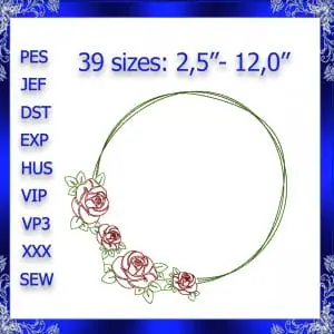 Flower Frame embroidery Floral Wreath Frame Embroidery