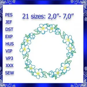 Flower Frame embroidery Floral Wreath Frame Embroidery