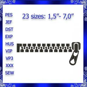 Zipper Machine Embroidery Design Instant Download