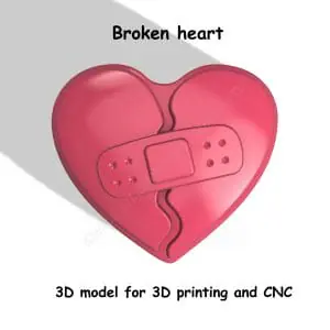 Broken heart STL FILE for vacuum forming and 3D printing