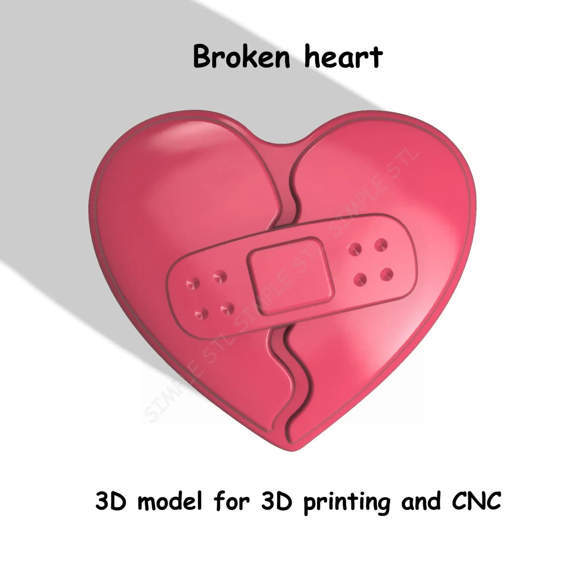 Broken heart STL FILE for vacuum forming and 3D printing