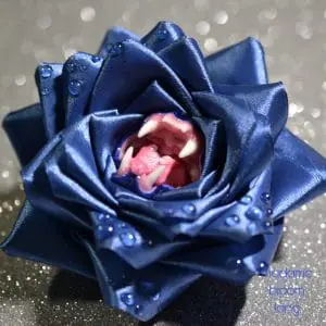 Blue Ribbon Rose brooch