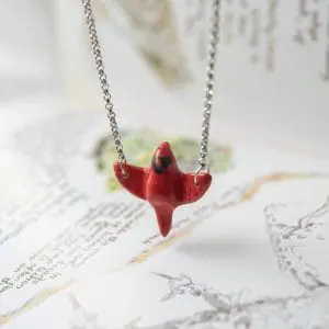 whimsical ceramic cardinal necklace