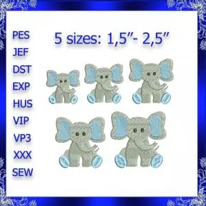 Mini elephant machine Embroidery Design Tiny elephant embroidery