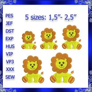 Mini lion machine Embroidery Design Tiny lion