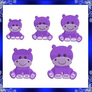 Mini Hippo Embroidery Design Tiny hippo embroidery