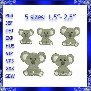 Mini koala Embroidery Design Tiny koala embroidery