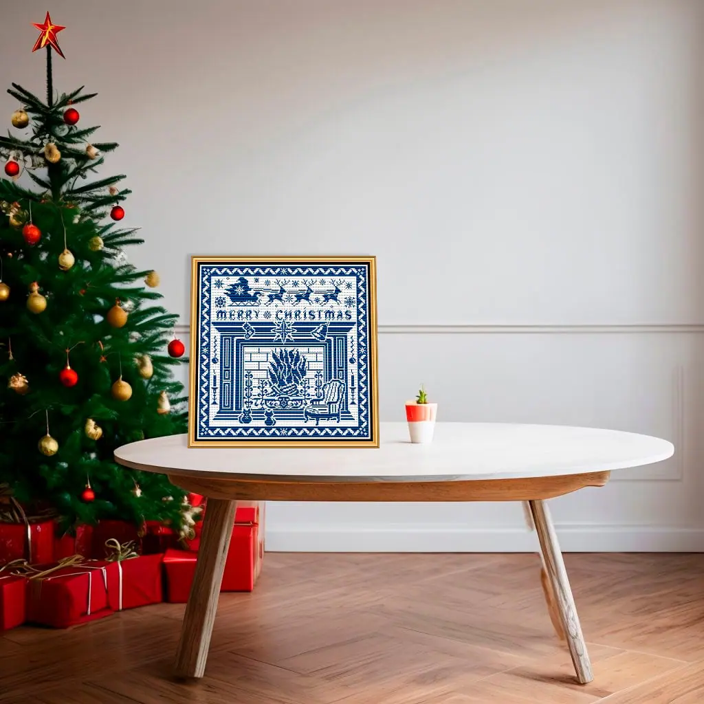 Cross stitch pattern Merry Christmas 2 Picture on the table