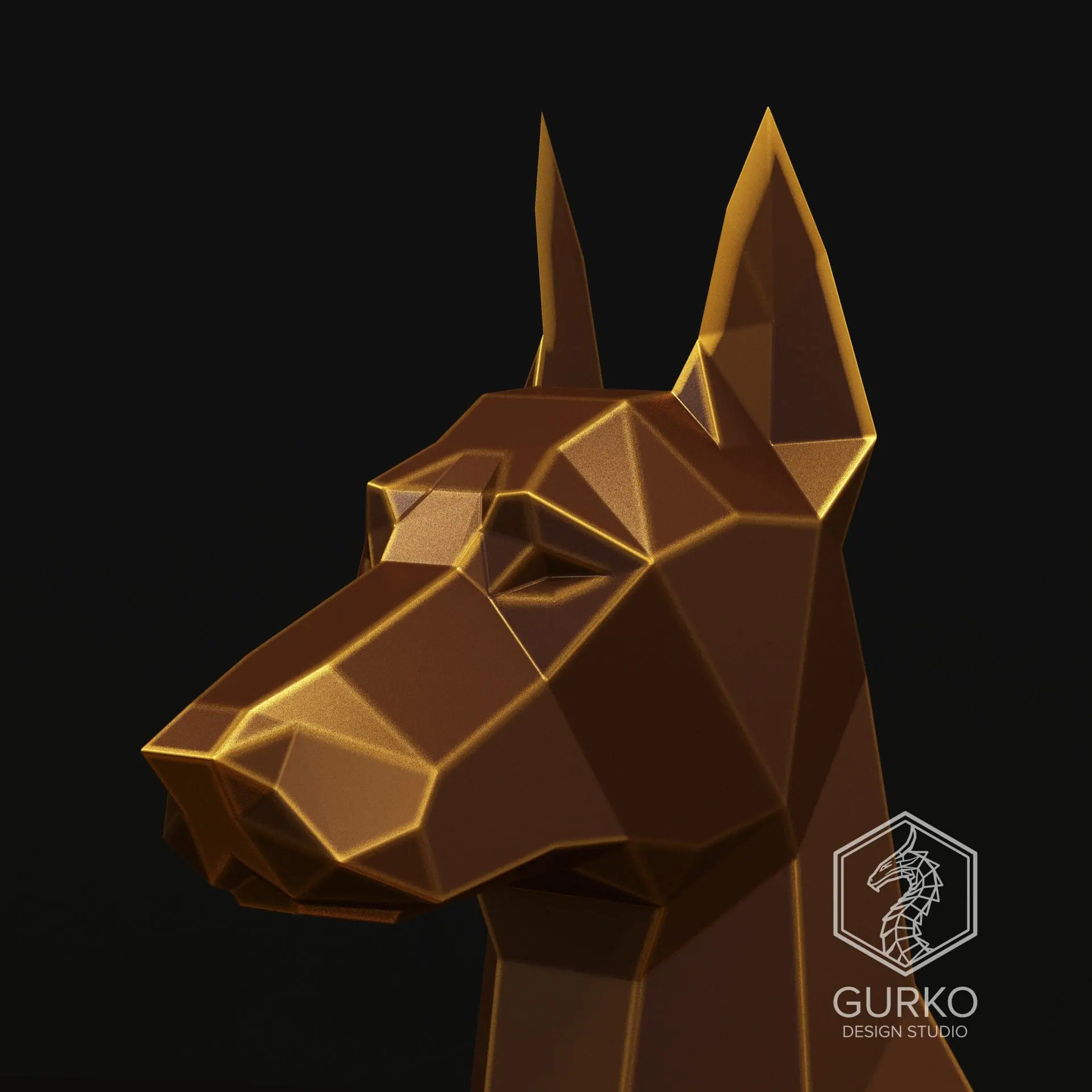 BERGDORF GOODMAN ペーパークラフト Sitting Doberman Metal Papercraft, Dog, DXF, PDF - Crealandia