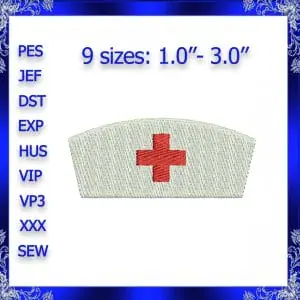 Mini Nurse Cap Machine Embroidery design Nurse Hat
