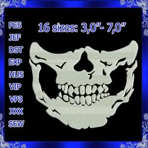 Skull smile embroidery Mouth mask SKELETON Smile