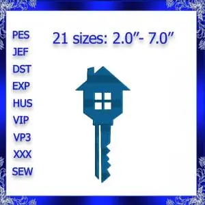 House Key Machine Embroidery Design Key embroidery
