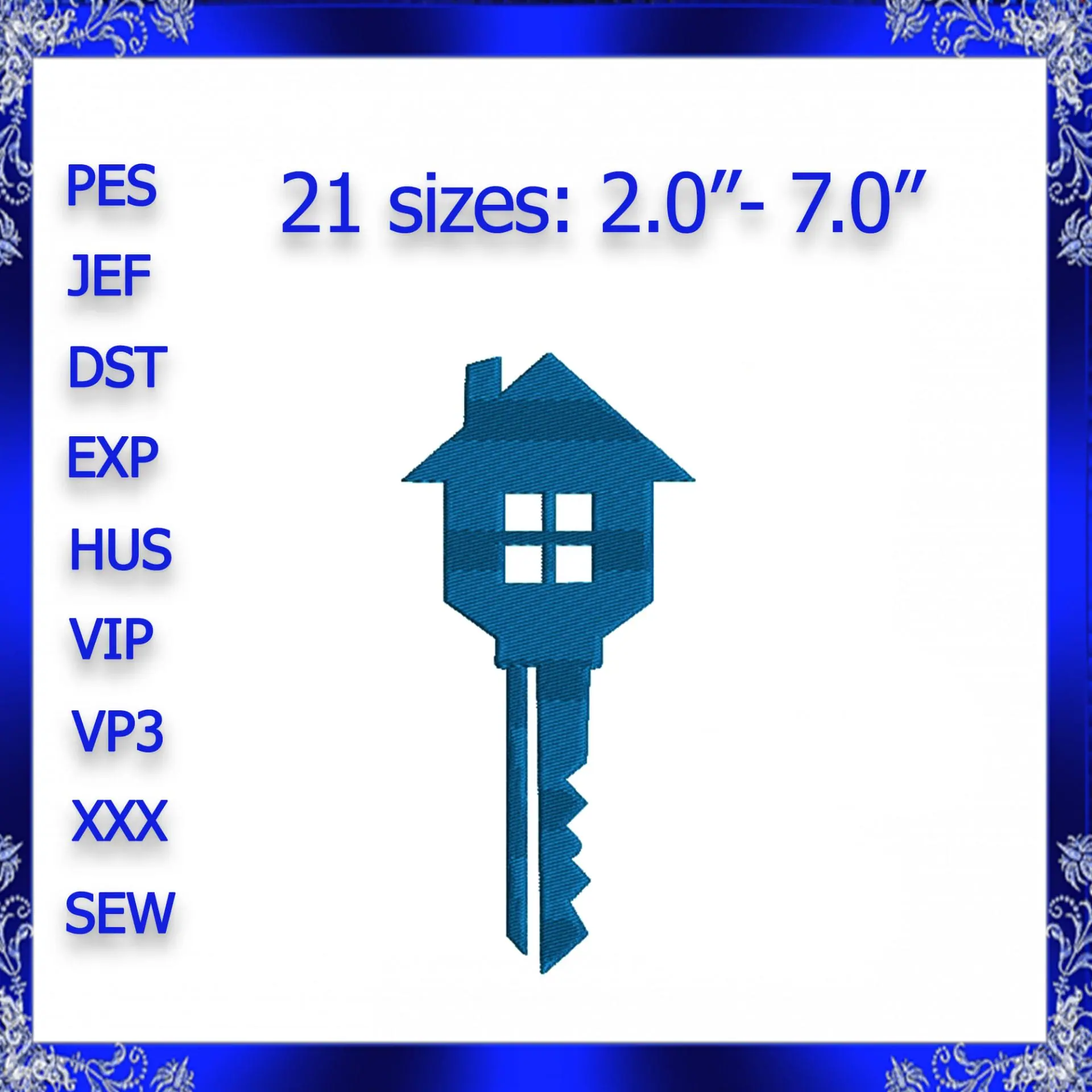 House Key Machine Embroidery Design Key embroidery
