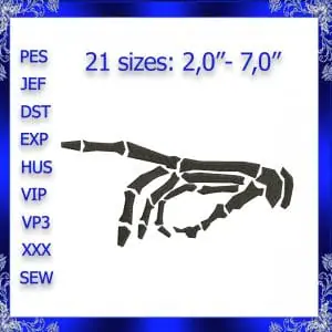 Skeleton hand machine Embroidery Design Skeleton