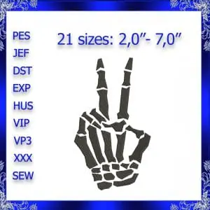 Skeleton hand machine Embroidery Design Skeleton Hand
