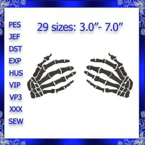 Skeleton hand Embroidery Design hands Skeleton