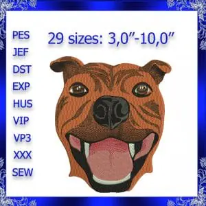Staffy dog machine Embroidery design Staffordshire