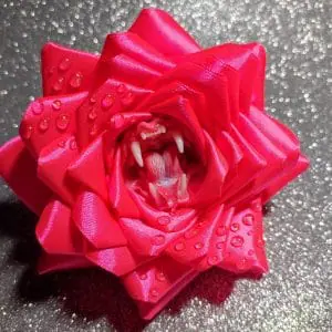 Fuchsia Ribbon Rose brooch