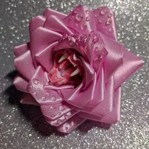 Pink Ribbon Rose brooch