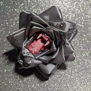 Grey Ribbon Rose brooch