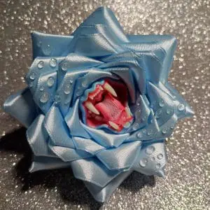 Cyan Ribbon Rose brooch