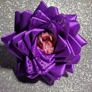 Dark Purple Ribbon Rose brooch