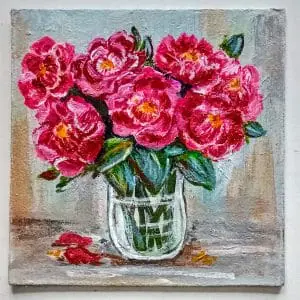 Peonies Vase Original Painting Peonies Painting