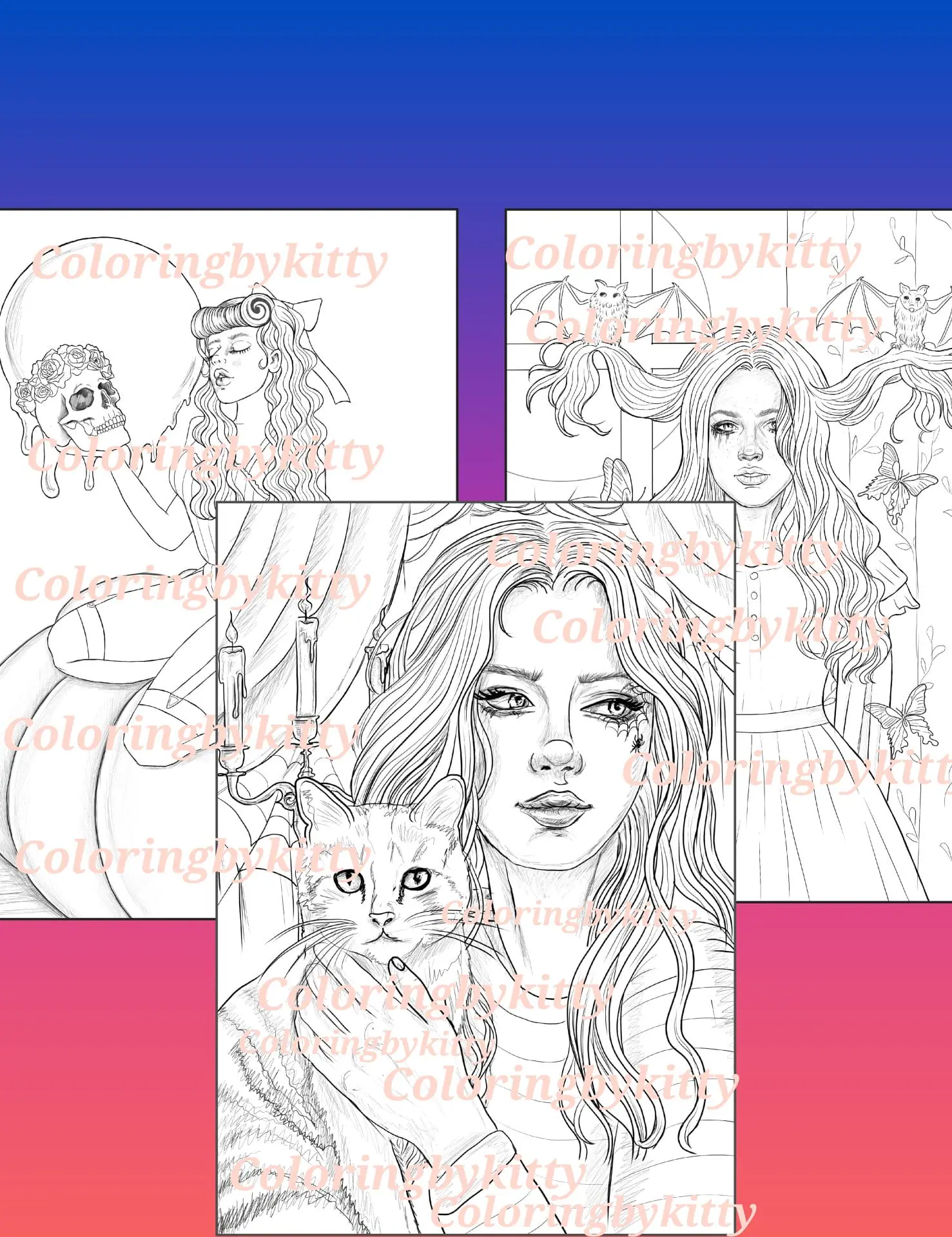 "Dark Serenade part 1" Pdf coloring book 10 pages 3 "Dark Serenade part 1" Pdf coloring book 10 pages - Image 3