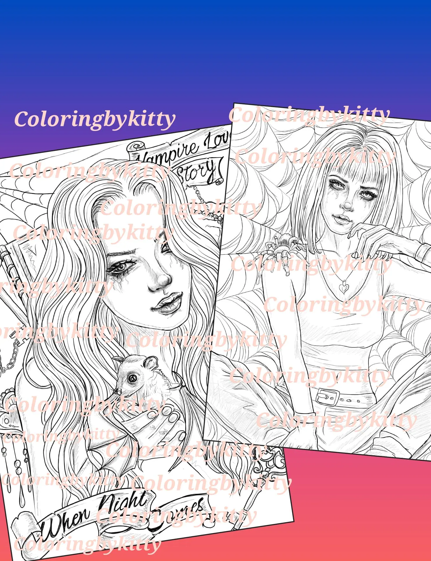 "Dark Serenade part 1" Pdf coloring book 10 pages 4 "Dark Serenade part 1" Pdf coloring book 10 pages - Image 4