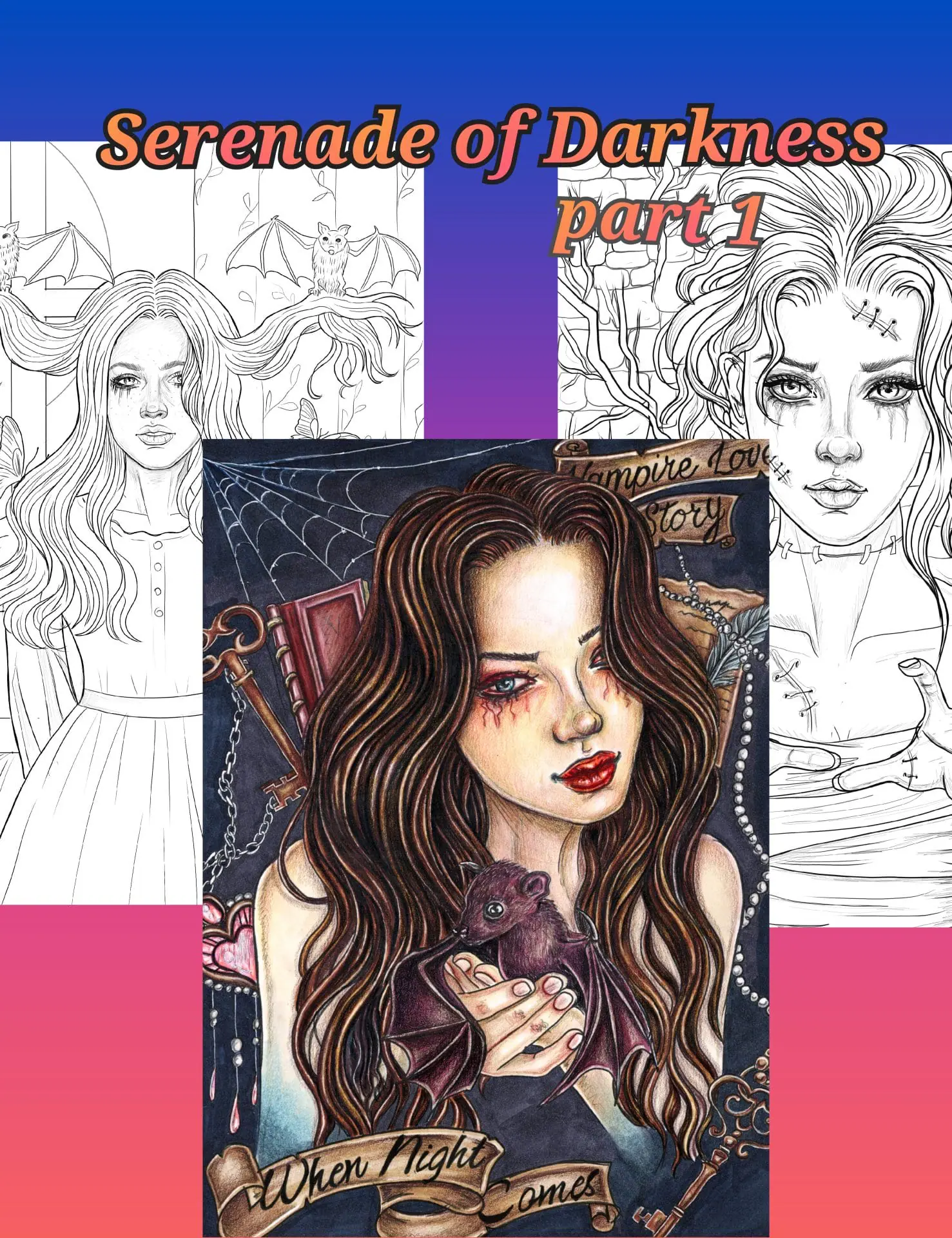 "Dark Serenade part 1" Pdf coloring book 10 pages 1 "Dark Serenade part 1" Pdf coloring book 10 pages