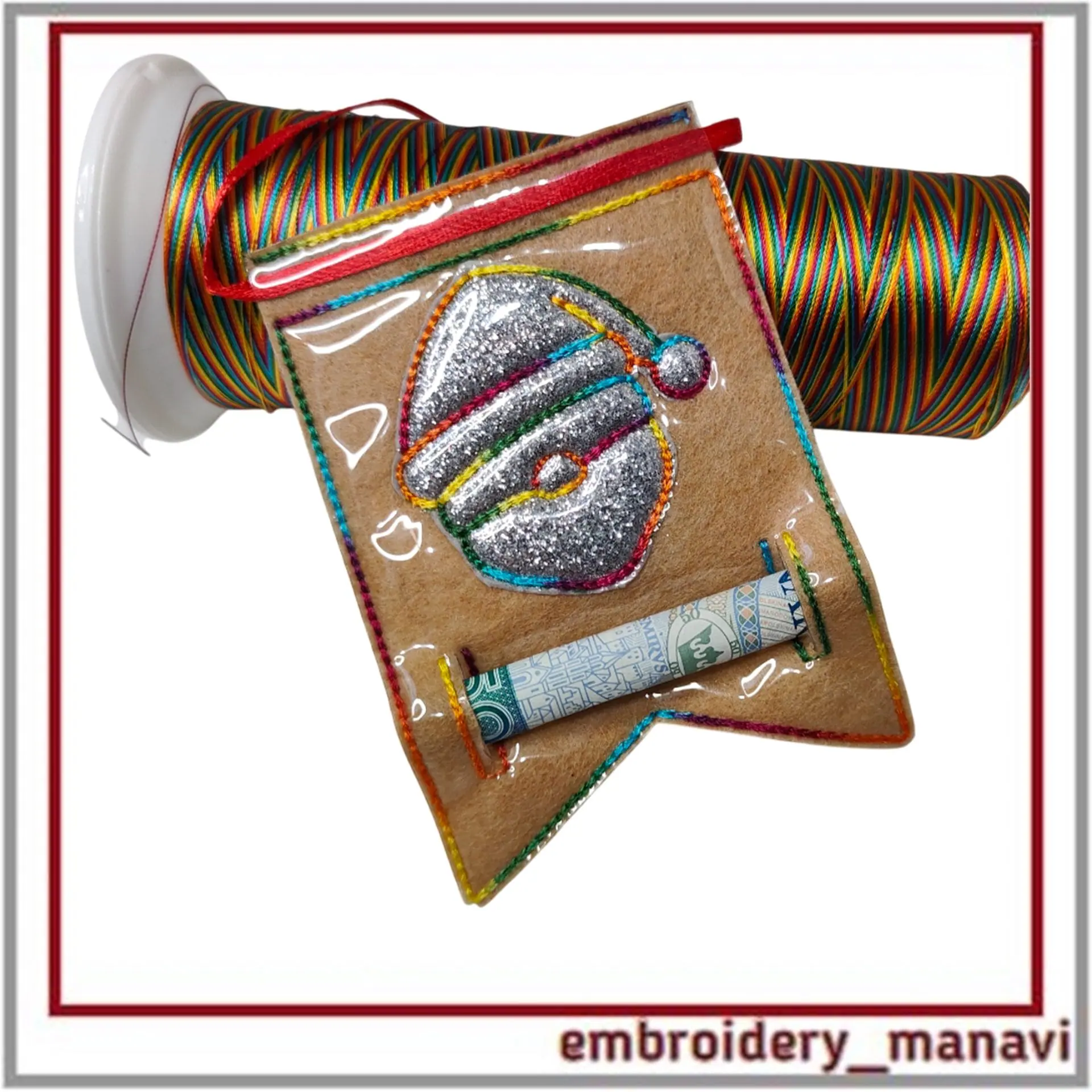 In The Hoop Christmas wallet money flag pendant Applique 5 In The Hoop Christmas wallet money flag pendant Applique - Image 5
