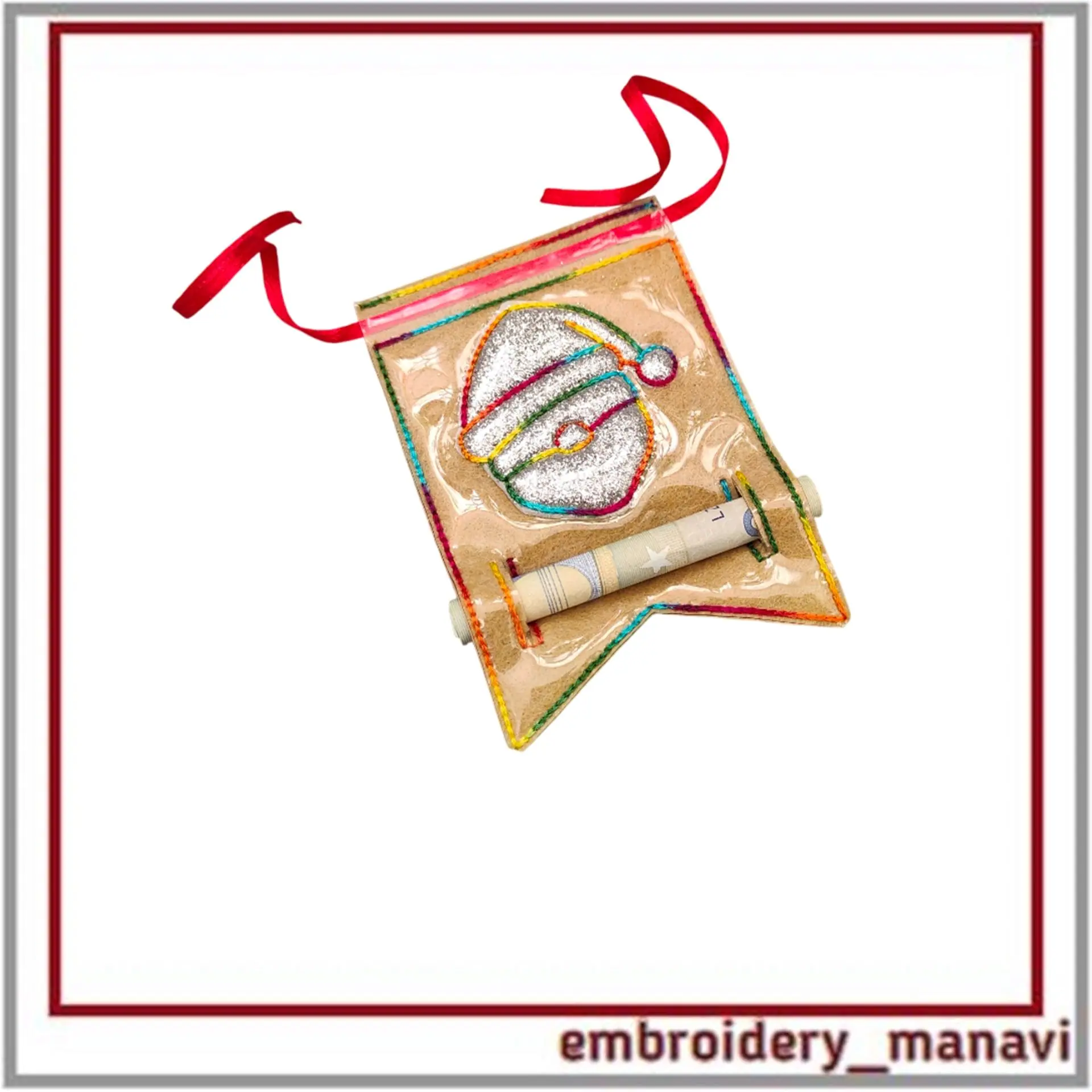 In The Hoop Christmas wallet money flag pendant Applique 4 In The Hoop Christmas wallet money flag pendant Applique - Image 4