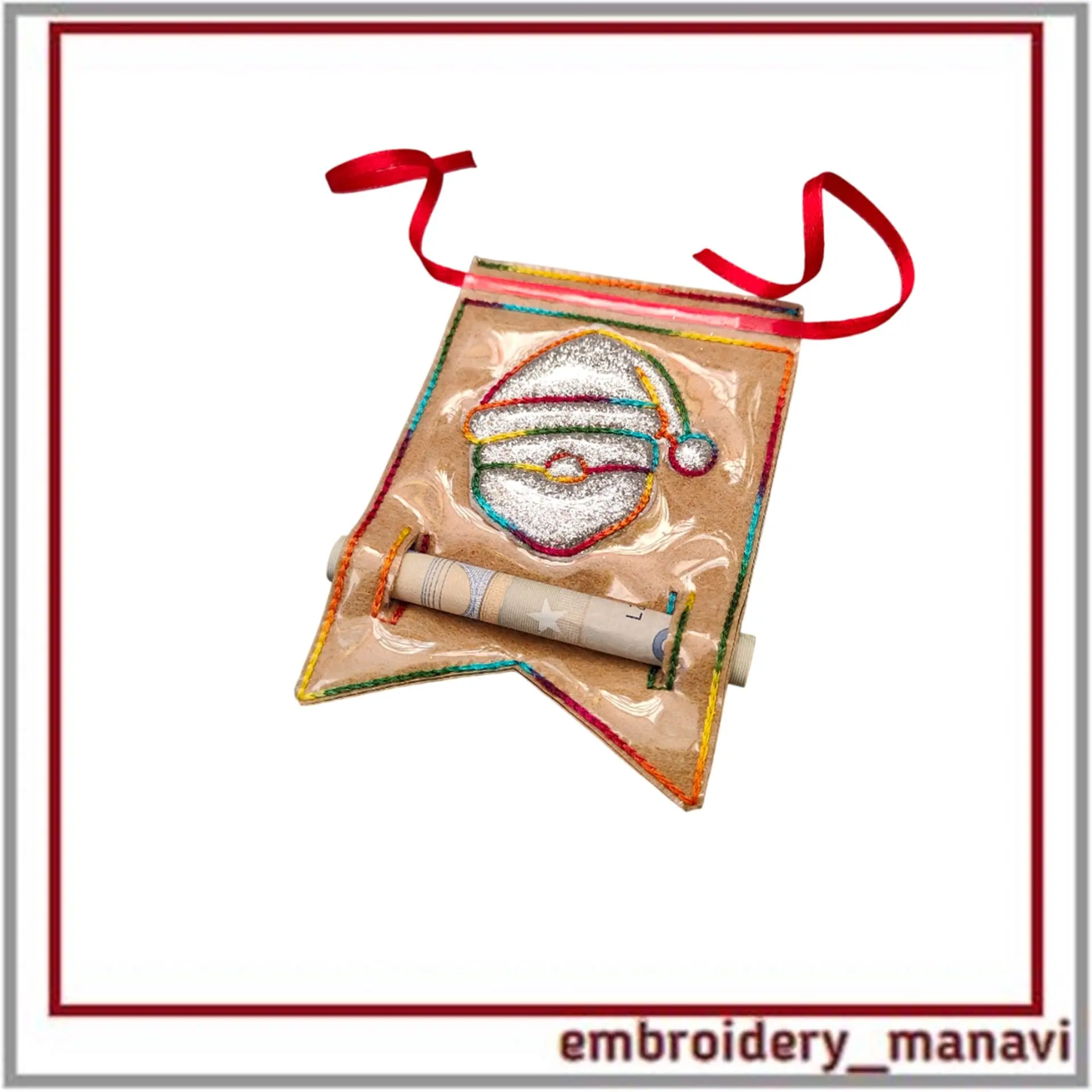 In The Hoop Christmas wallet money flag pendant Applique 3 In The Hoop Christmas wallet money flag pendant Applique - Image 3