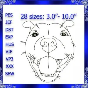 Staffy dog Embroidery design Staffy dog Embroidery