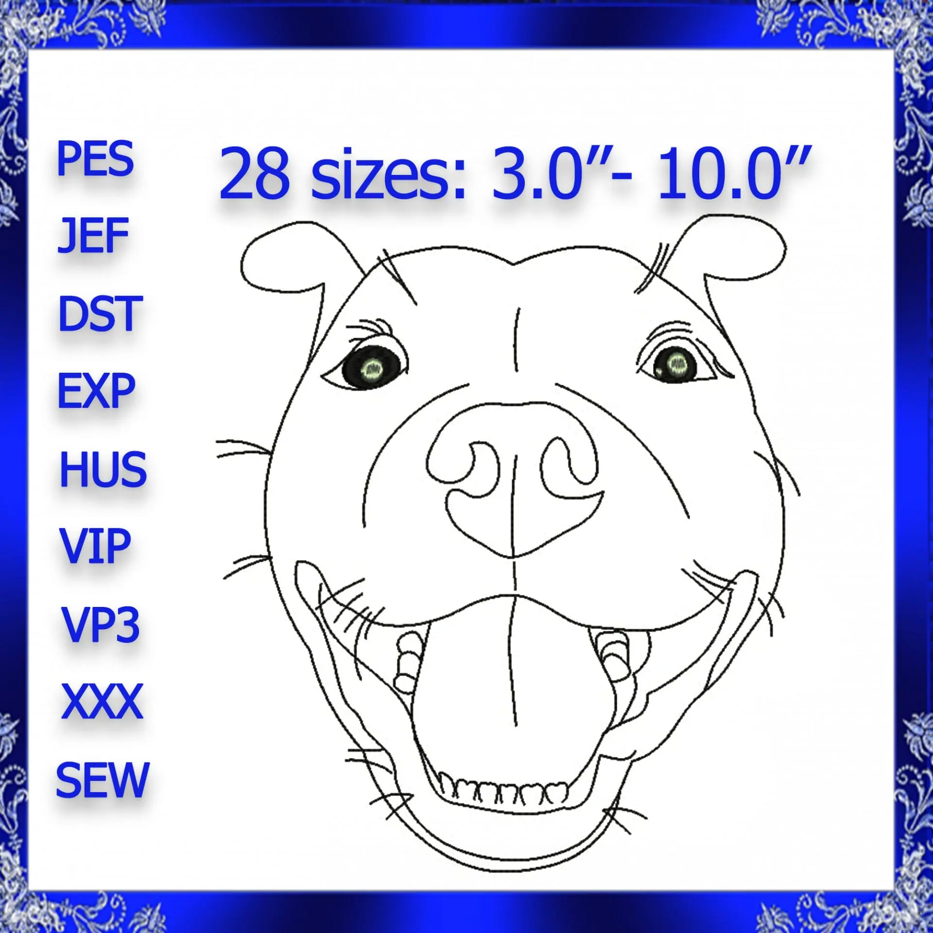 Staffy dog Embroidery design Staffy dog Embroidery