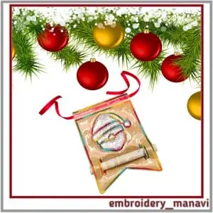 In The Hoop Christmas wallet money flag pendant Applique