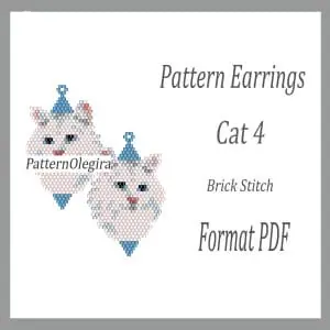 Cat 4 Earrings pattern Cat bead pattern Beading patterns Olegirabeadpatterns