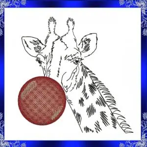 Giraffe with bubble gum machine embroidery design