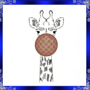 Giraffe with bubble gum machine embroidery design