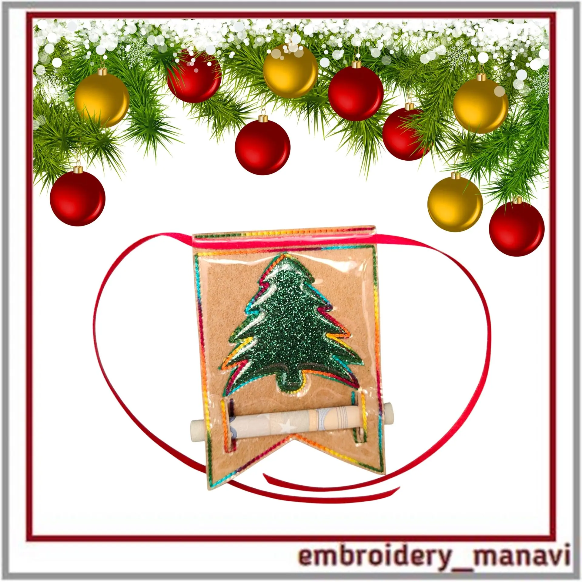In_The_Hoop_designs_money_flag_Christmas_wallet_gift_pendant_Christmas_tree_ornament_embroidery_Applique_Tree