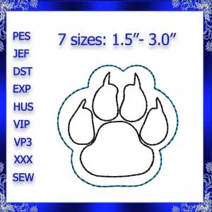 Tiger Paw feltie file Embroidery design Paw Print