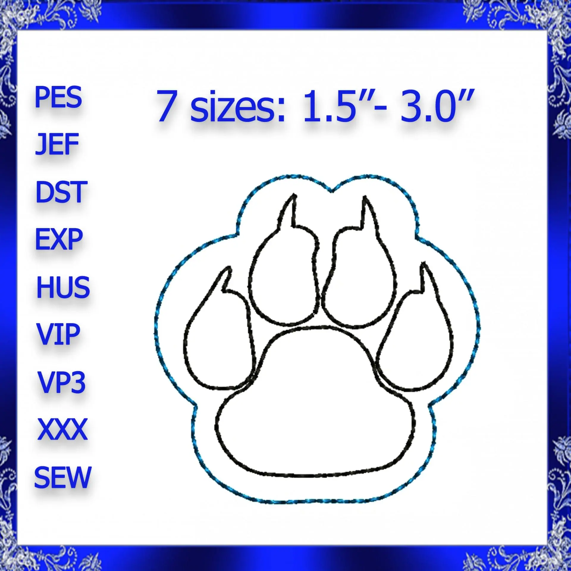 Tiger Paw feltie file Embroidery design Paw Print 1 Tiger Paw feltie file Embroidery design Paw Print