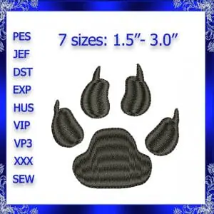Tiger Paw print Embroidery design Dog Paw Print Machine Embroider
