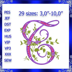 Letter T Monogram Embroidery Floral T monogram Fancy