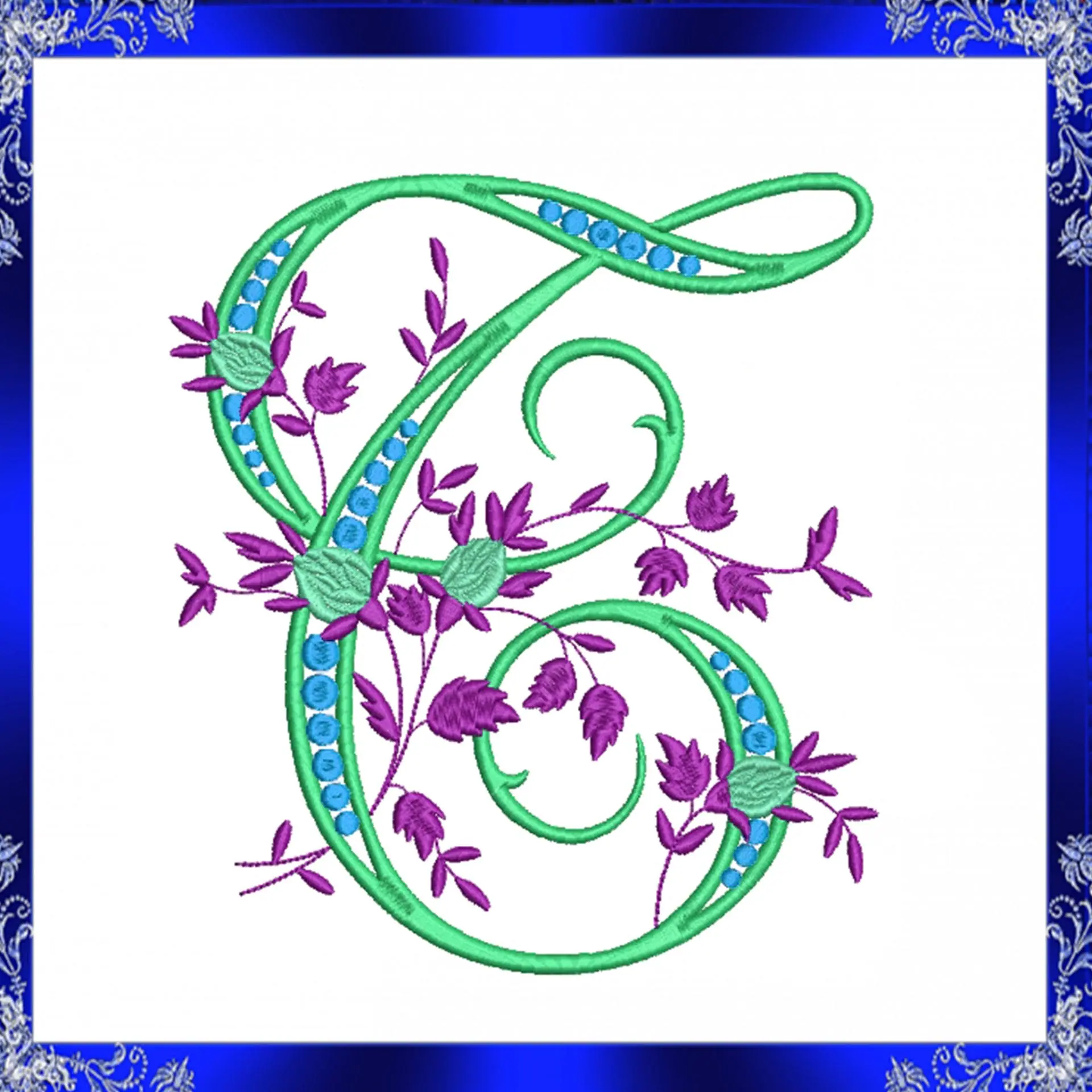 Letter T Monogram Embroidery Floral T monogram Fancy - Crealandia