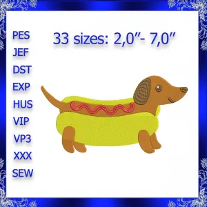 Dachshund embroidery design mini Dachshund embroidery